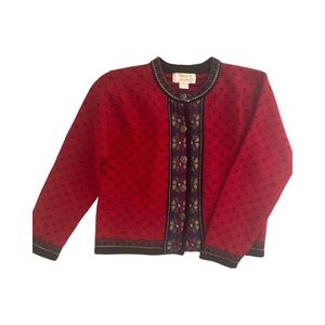 Tally Ho Nordic  Red Wool Blend Button Front Cardigan PS